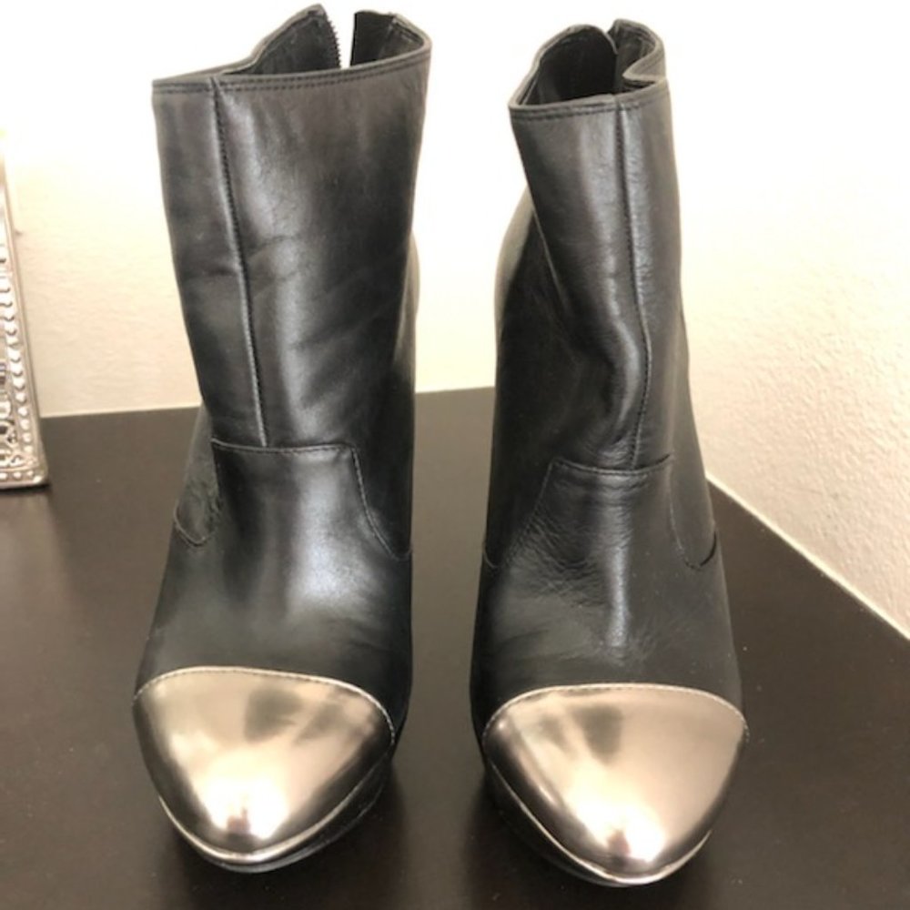 Jessica Simpson Black Booties with Silver toe cap